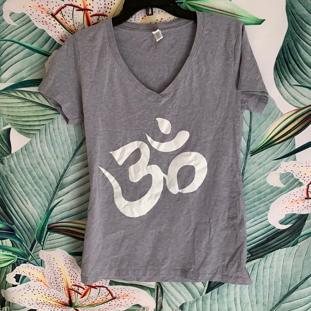 Gray V neck namaste t shirt